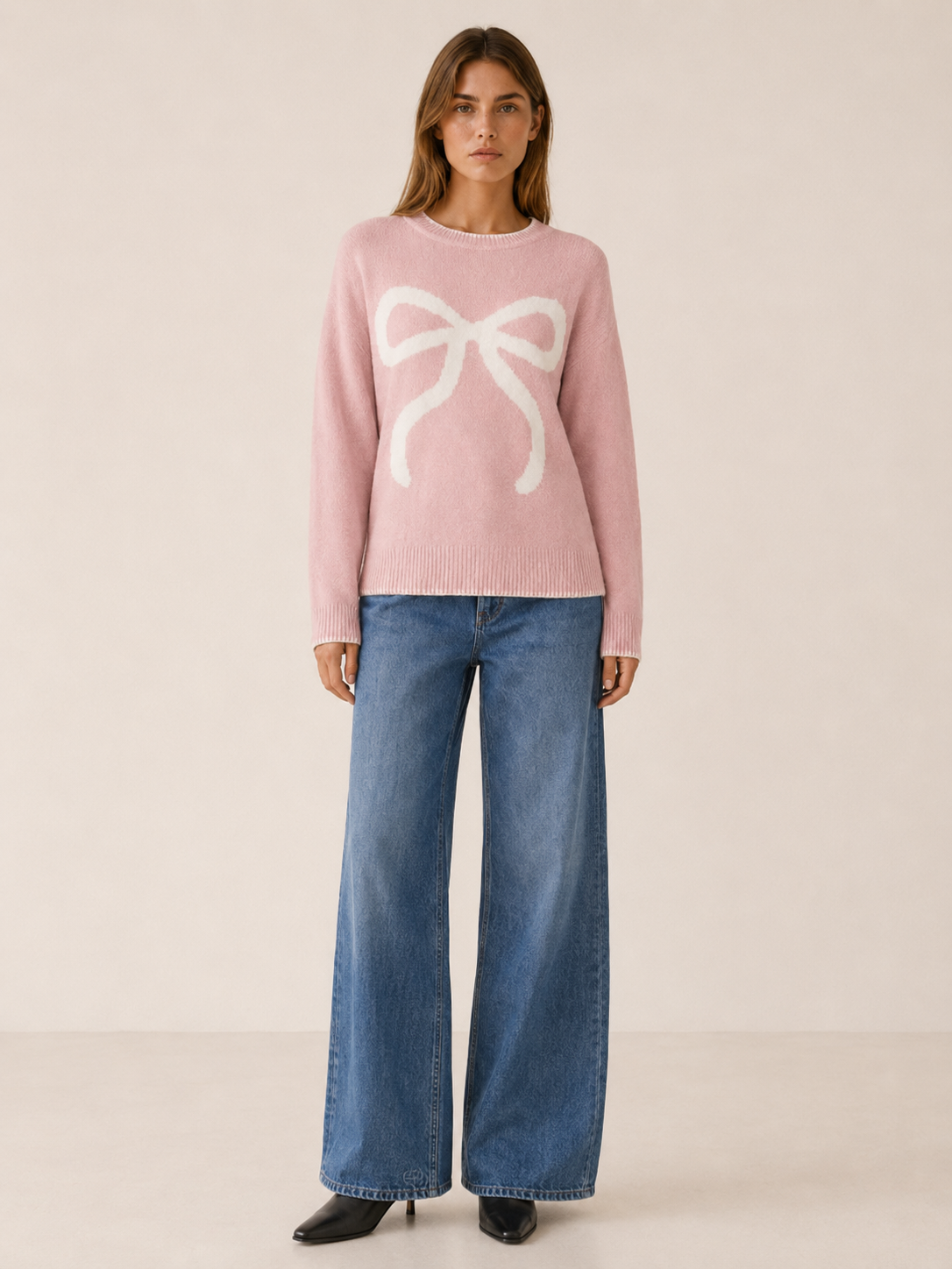 Melusine | Round Neck Sweater with Bow Detail