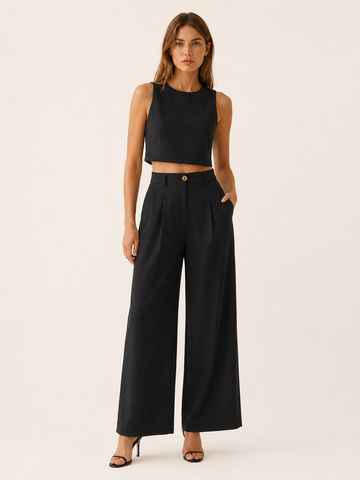 Merryn | Wide-Leg Trouser Set with Cropped Top