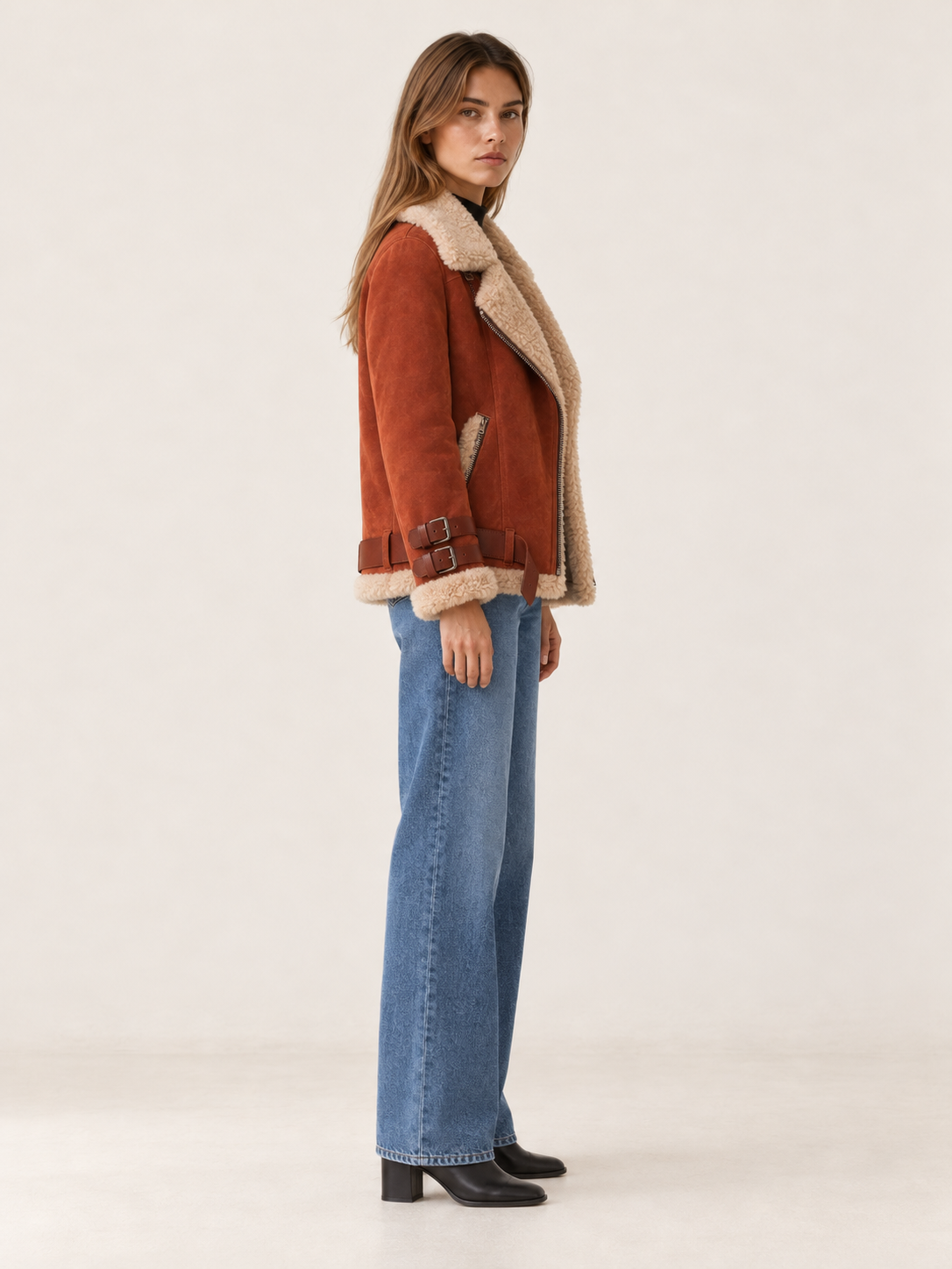 Milani | Women's Aviator Faux Suede Jacket Winter
