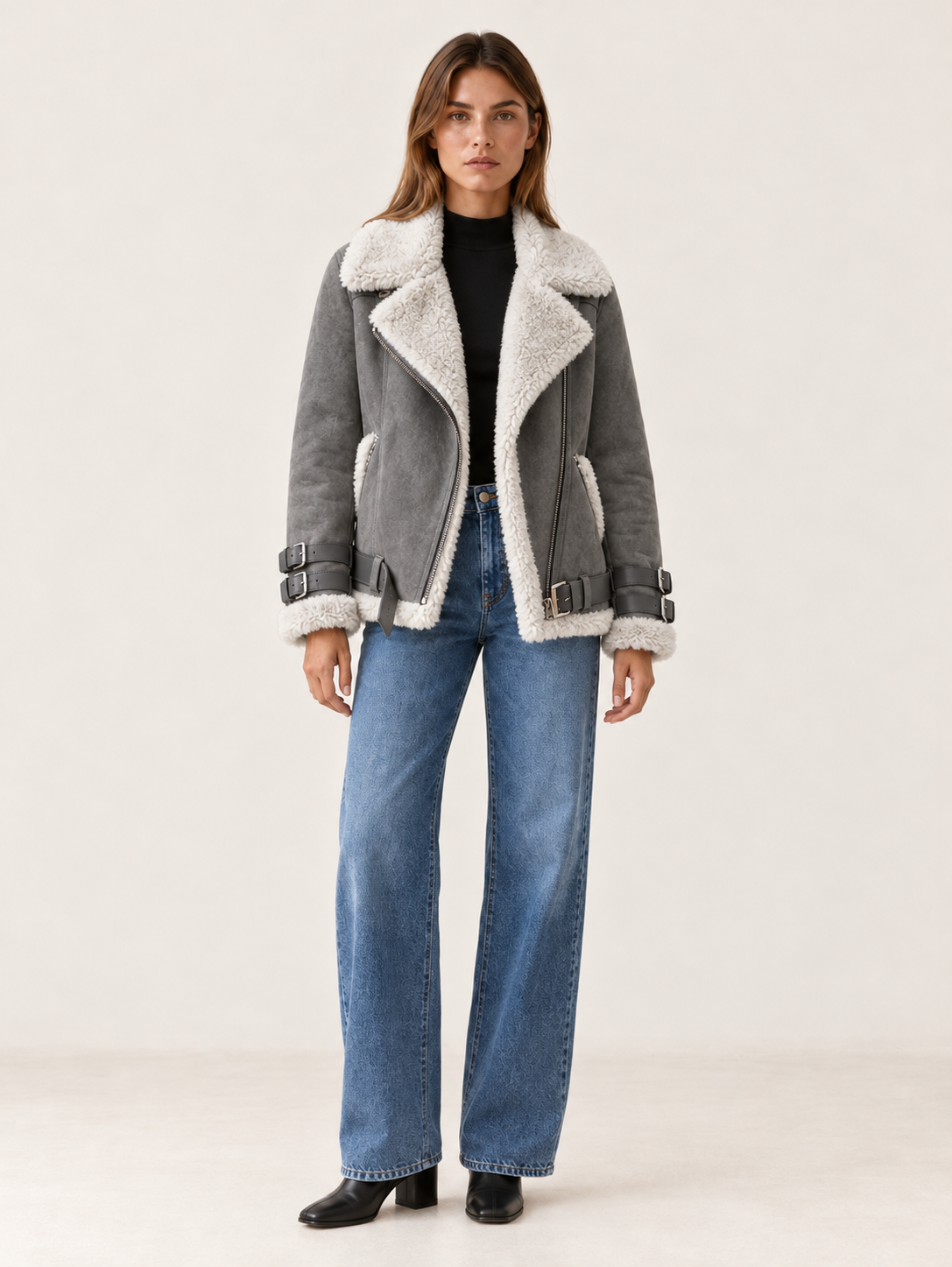 Milani | Women's Aviator Faux Suede Jacket Winter