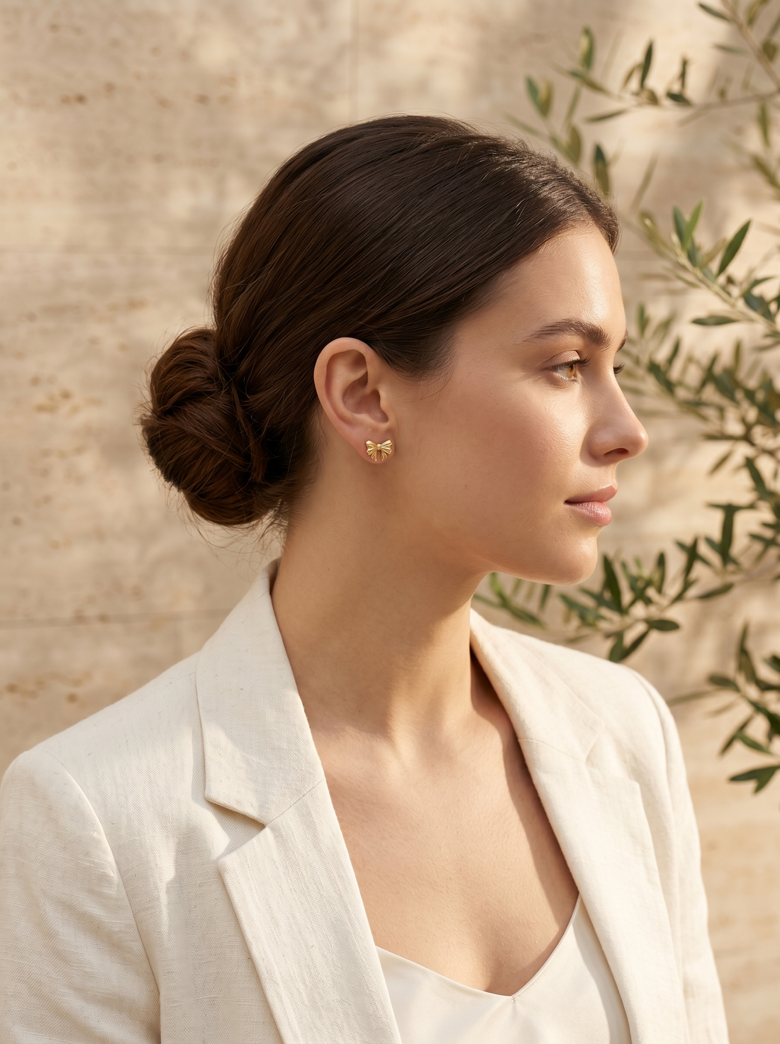Mina | Bow Stud Earrings with Polished Finish