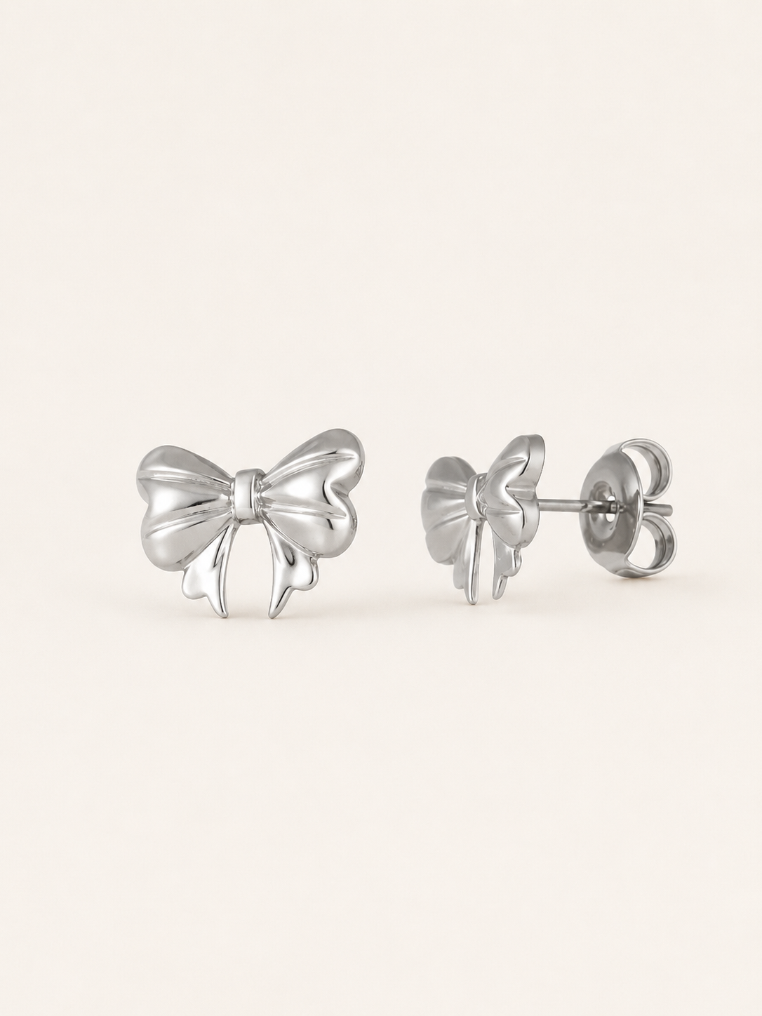 Mina | Bow Stud Earrings with Polished Finish