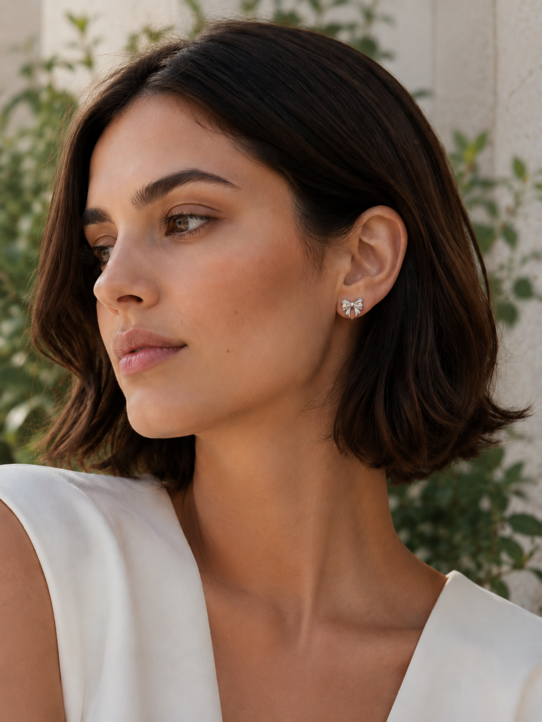 Mina | Bow Stud Earrings with Polished Finish