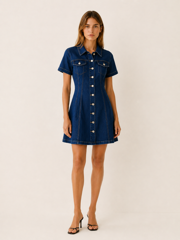 Minka | Denim Mini Dress with Button Front