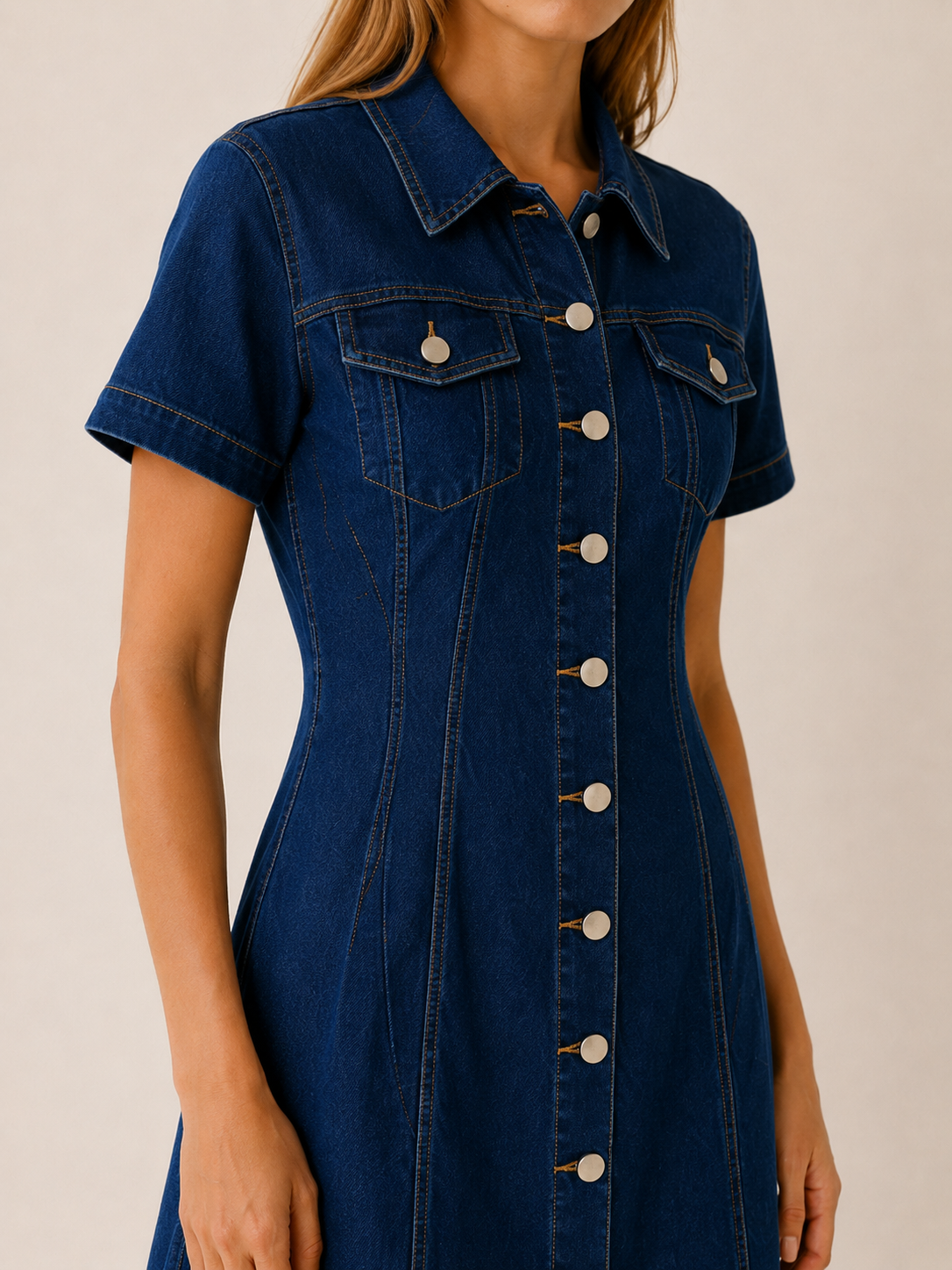Minka | Denim Mini Dress with Button Front
