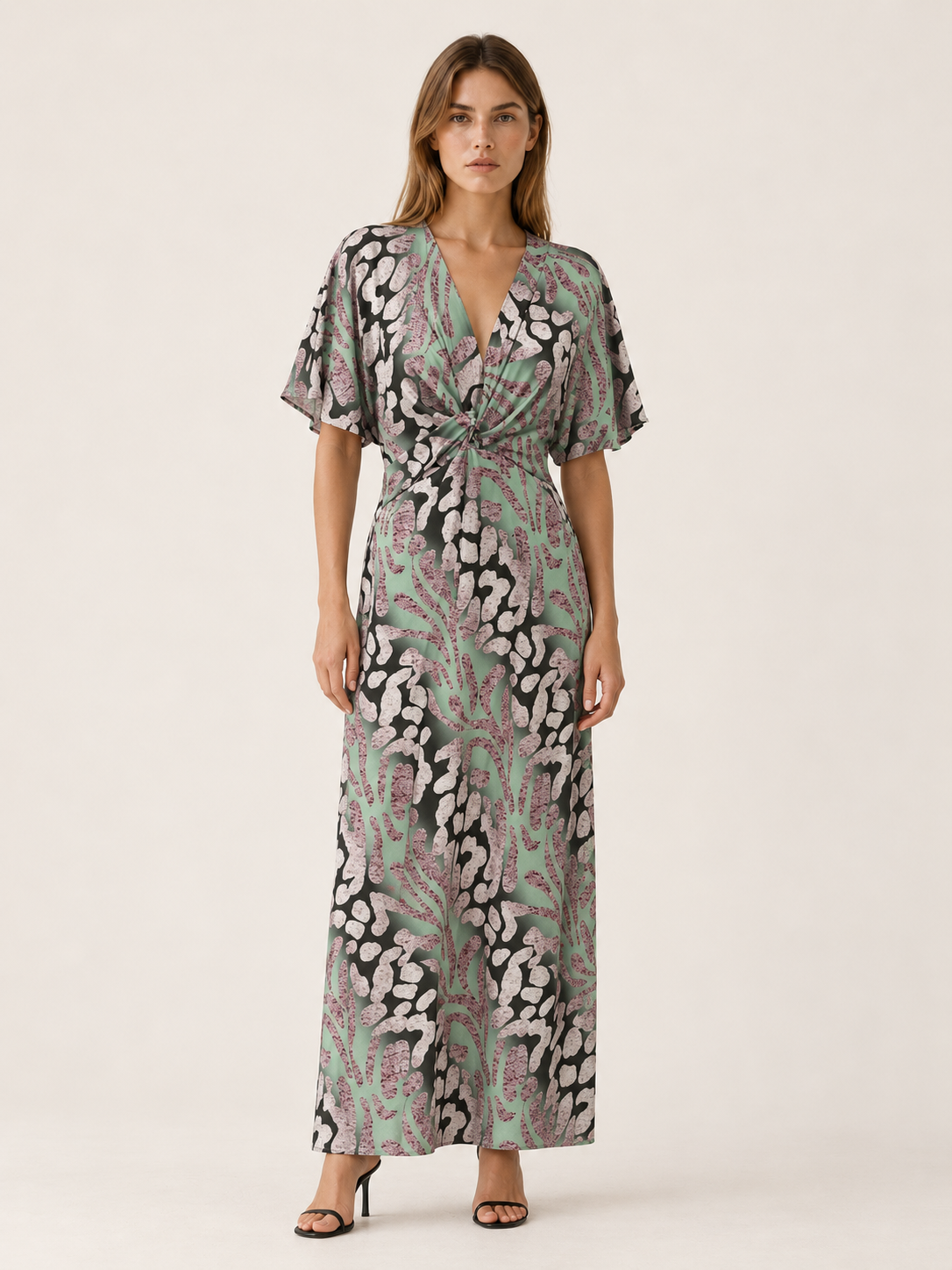 Mirella | V-Neck Maxi Dress with Elegant Draping
