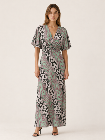 Mirella | V-Neck Maxi Dress with Elegant Draping