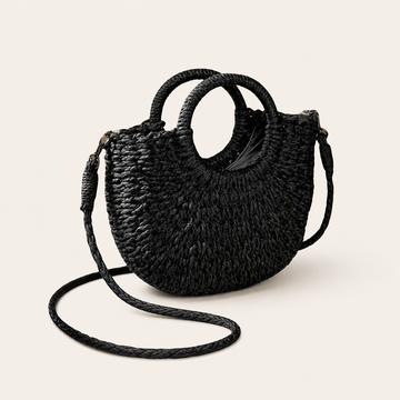 Mirelle | Woven Beach Bag with Round Handles and Crossbody Strap