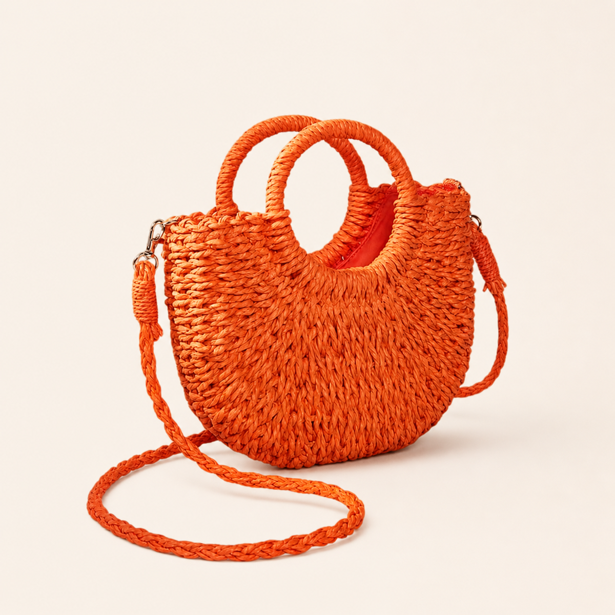Mirelle | Woven Beach Bag with Round Handles and Crossbody Strap