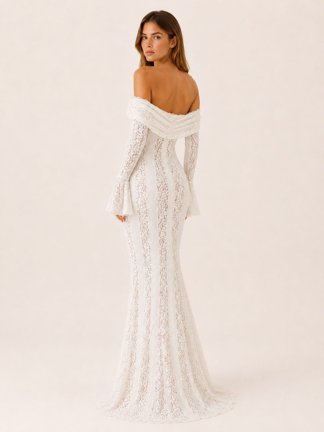 Mirevyn | Lace Maxi Dress with Off-Shoulder Neckline