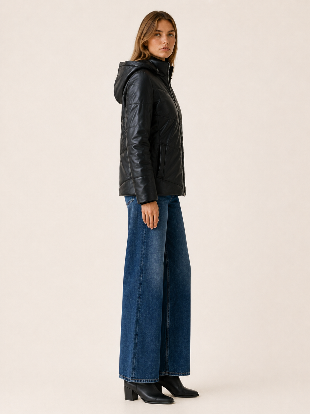 Monica | Women's Puffer Jacket with Removable Hood and High Collar