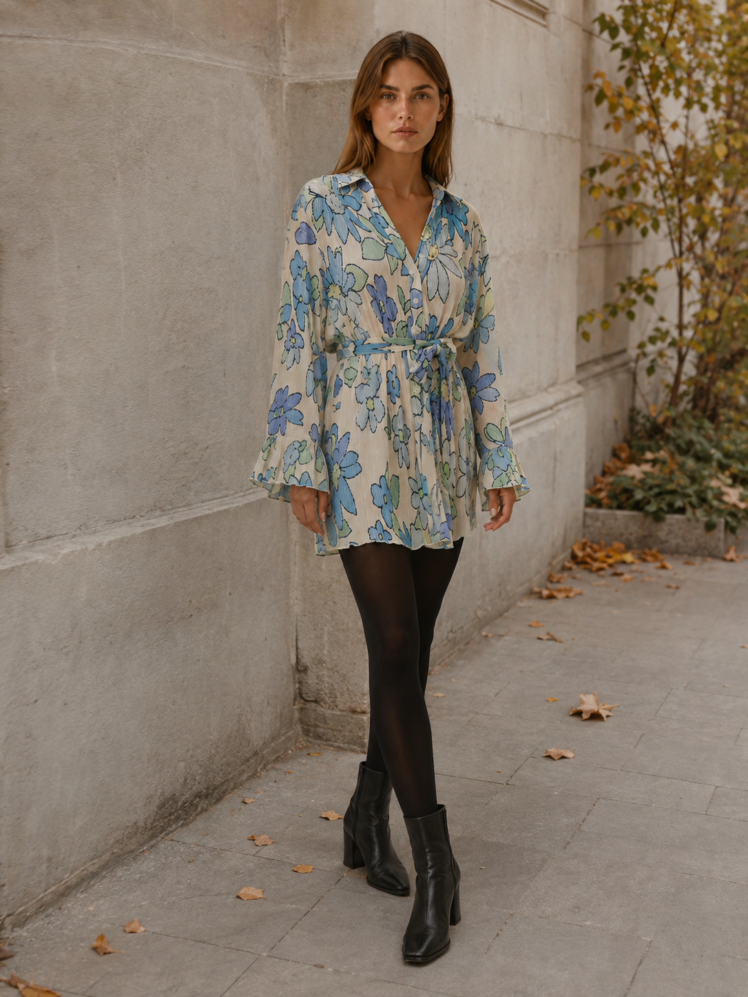 Nancy | Women’s Floral Mini Dress with Button Front and Tie Waist
