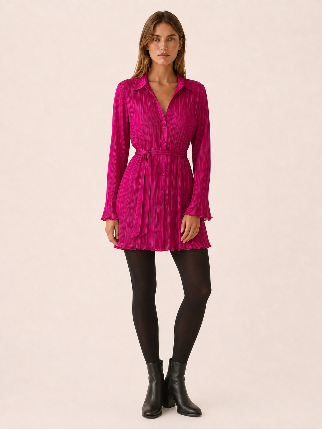 Nancy | Women’s Floral Mini Dress with Button Front and Tie Waist