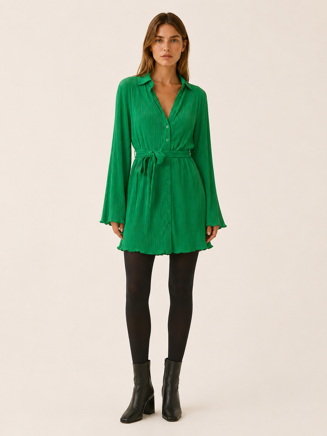 Nancy | Women’s Floral Mini Dress with Button Front and Tie Waist