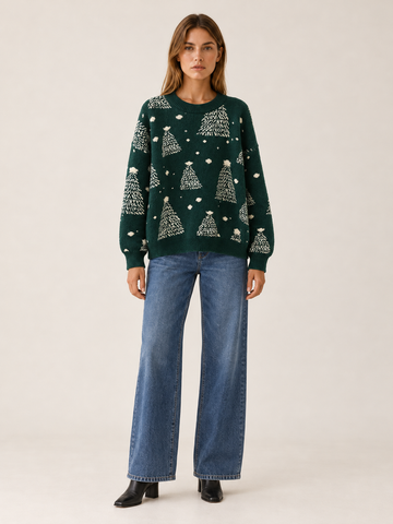 Natalina | Women's Tree Pattern Christmas Sweater Winter Holiday Party