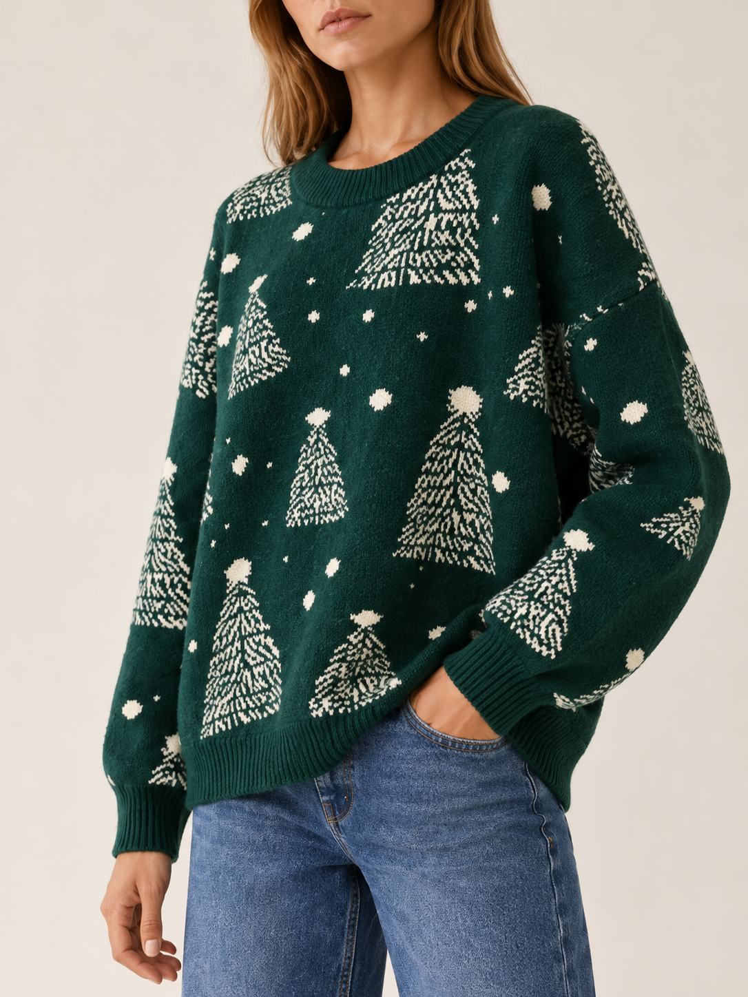 Natalina | Women's Tree Pattern Christmas Sweater Winter Holiday Party