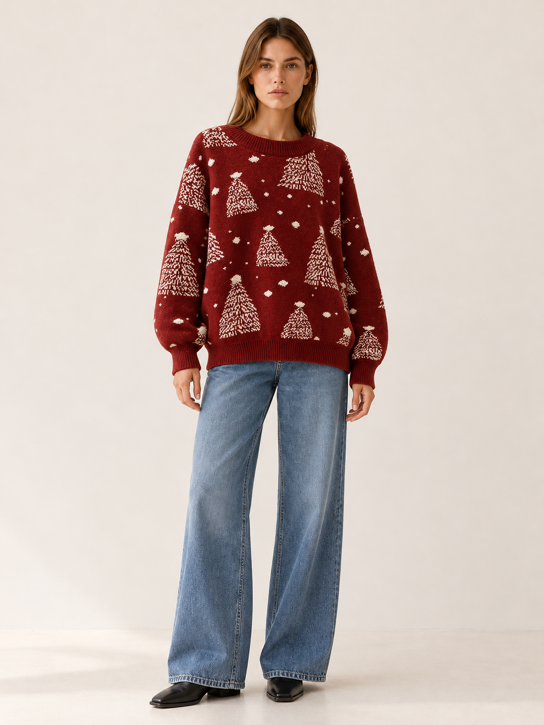 Natalina | Women's Tree Pattern Christmas Sweater Winter Holiday Party