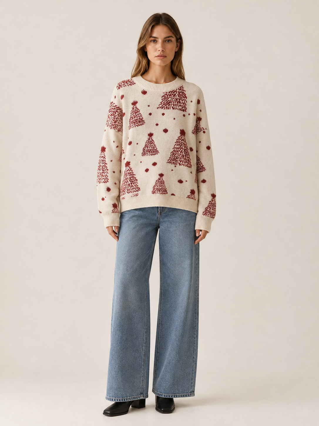 Natalina | Women's Tree Pattern Christmas Sweater Winter Holiday Party