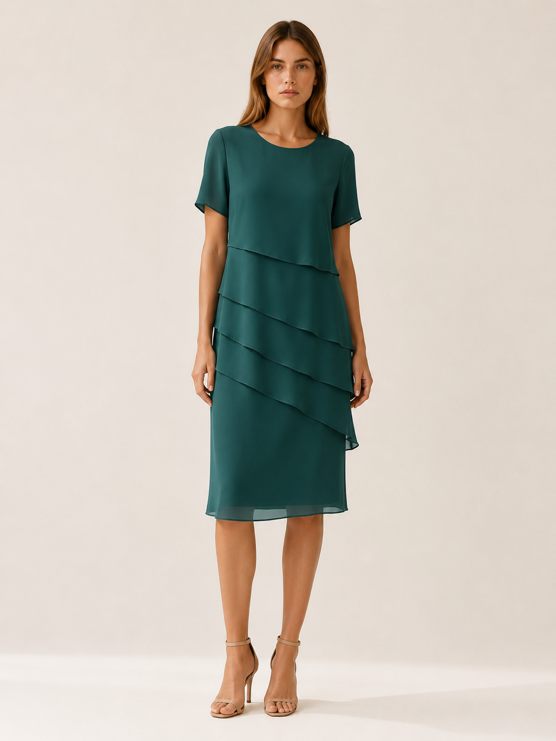 Nelia | Layered Midi Dress with Short Sleeves