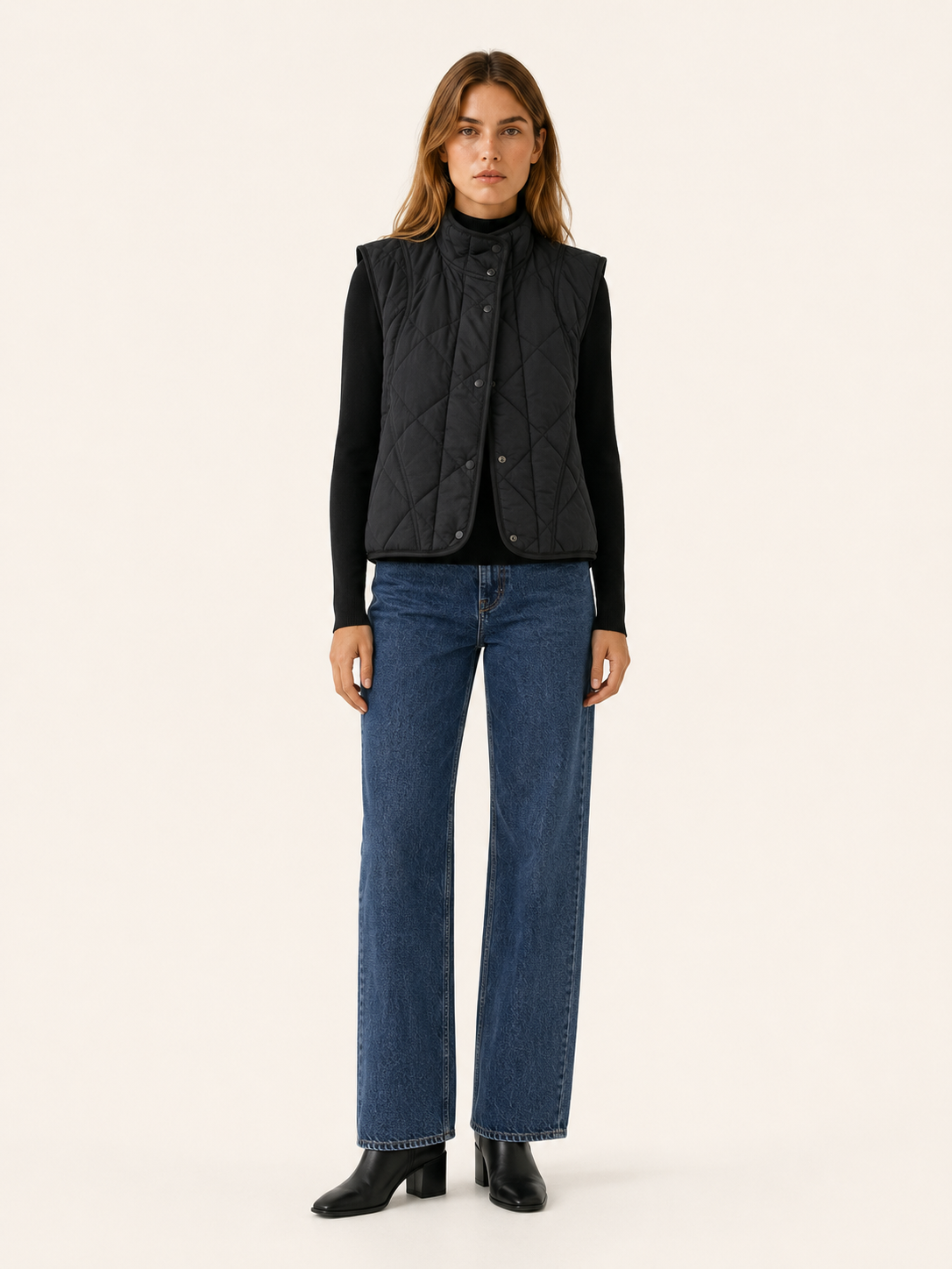 Nella | Women's Quilted Puffer Vest with Stand Collar