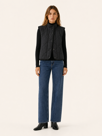 Nella | Women's Quilted Puffer Vest with Stand Collar