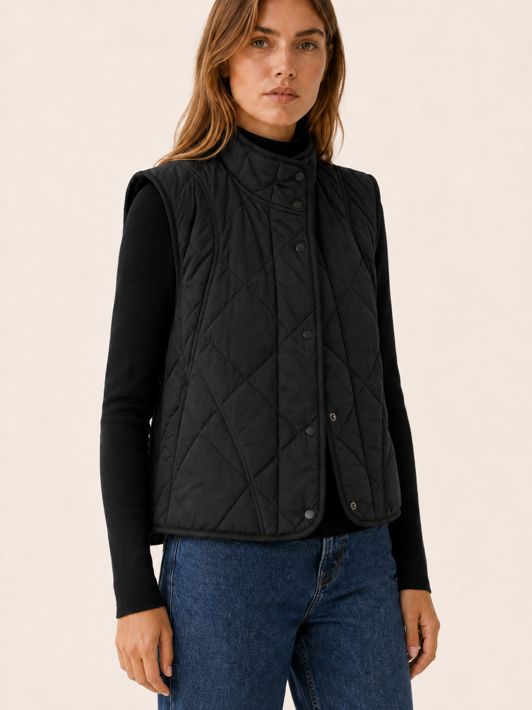 Nella | Women's Quilted Puffer Vest with Stand Collar