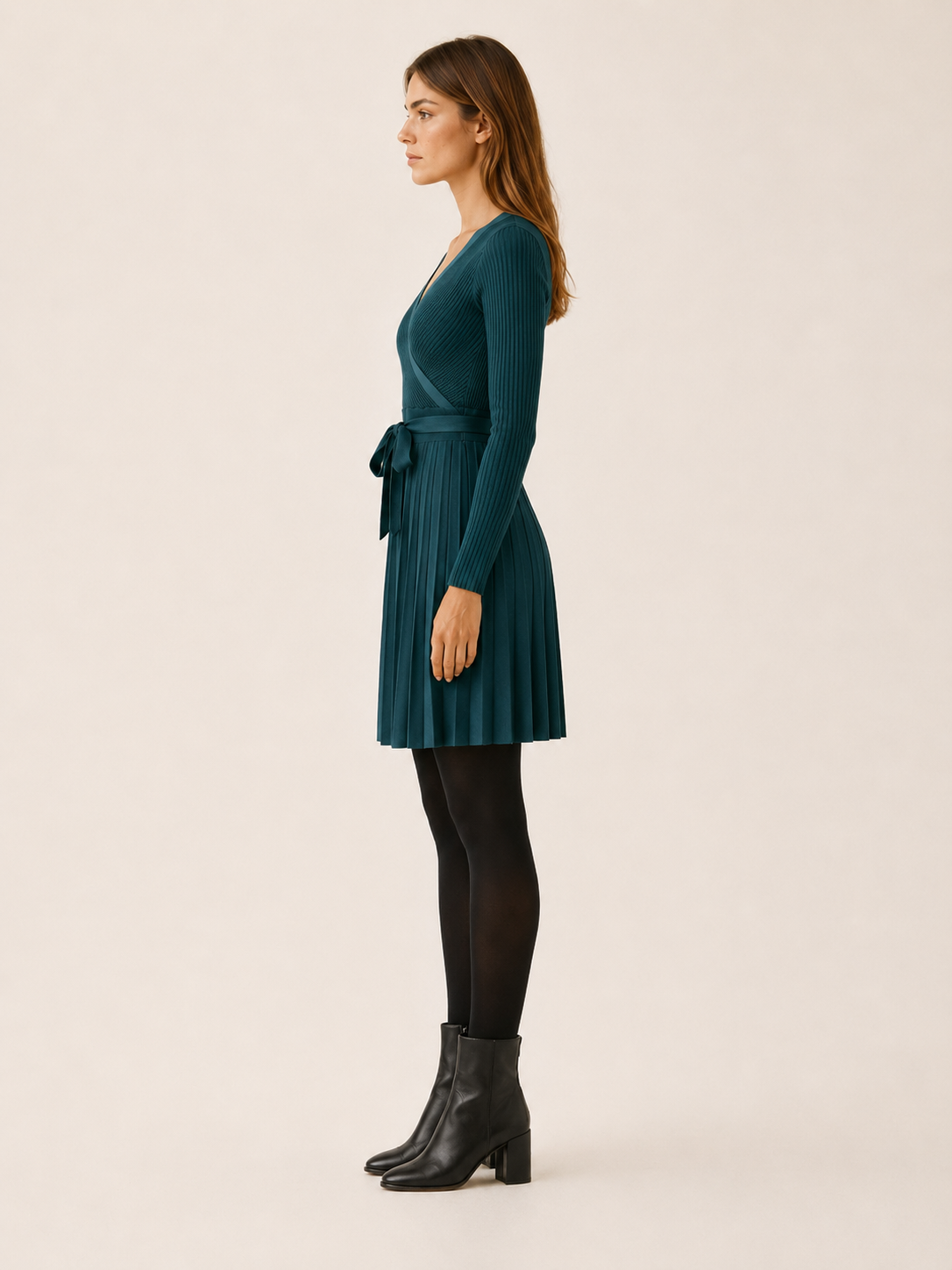 Neravine | Sweater Dress with Wrap Front and Tie Waist