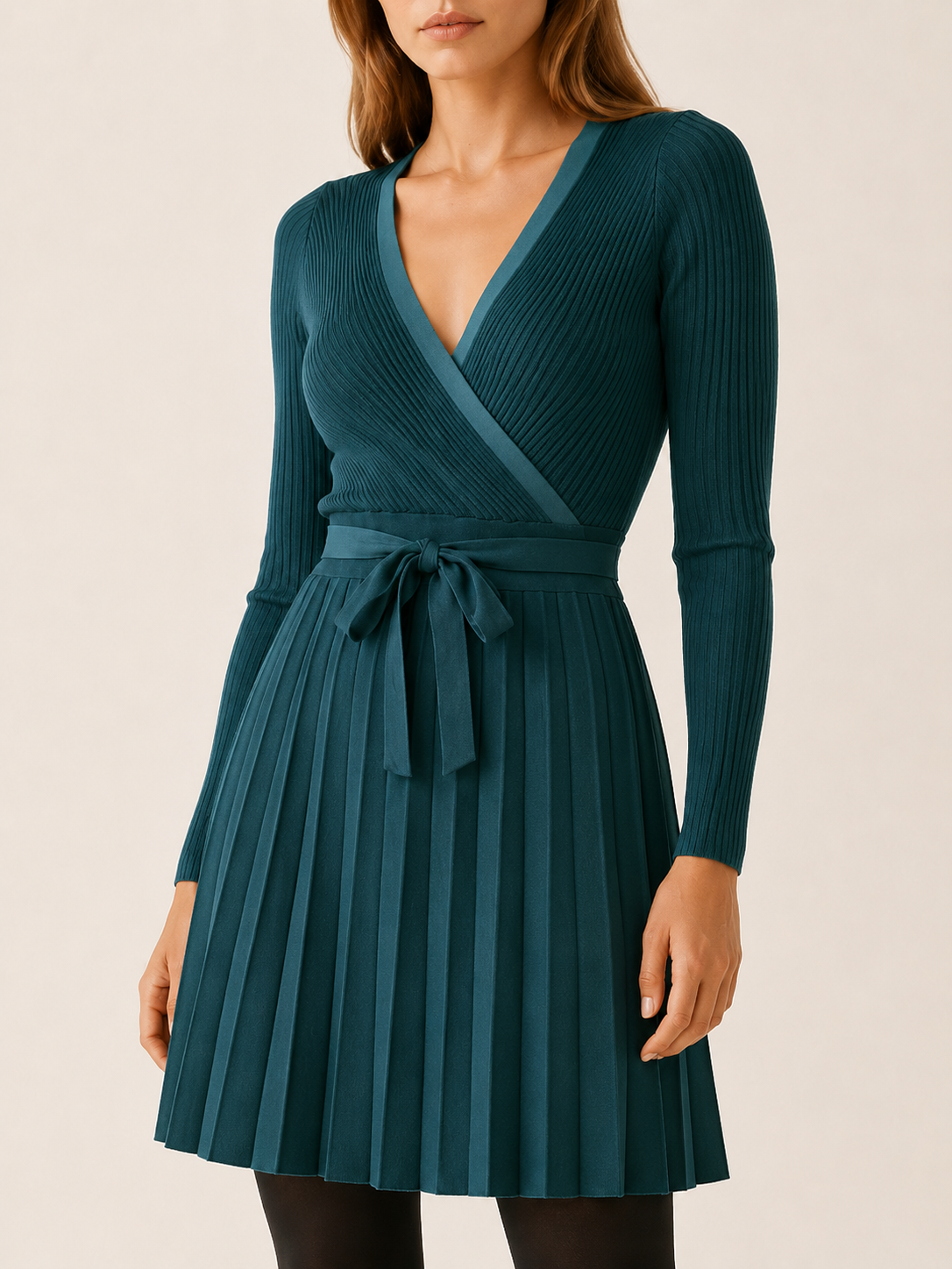 Neravine | Sweater Dress with Wrap Front and Tie Waist