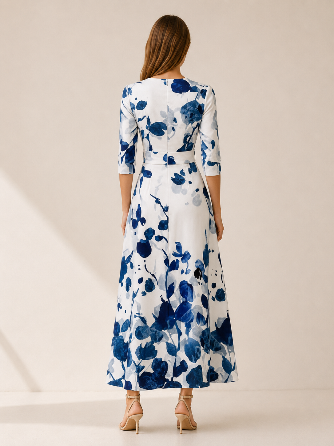 Neriah | Floral Maxi Dress with V Neck and Front Slit