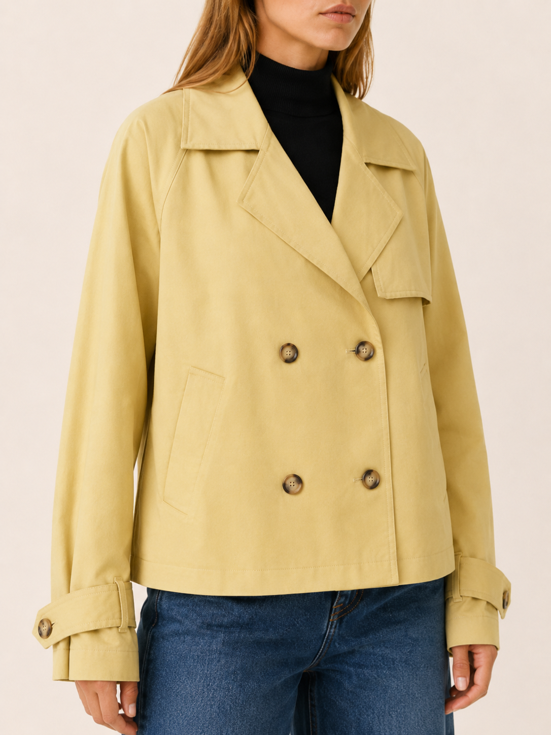 Nerissa | Short Trench Coat with Double-Breasted Front