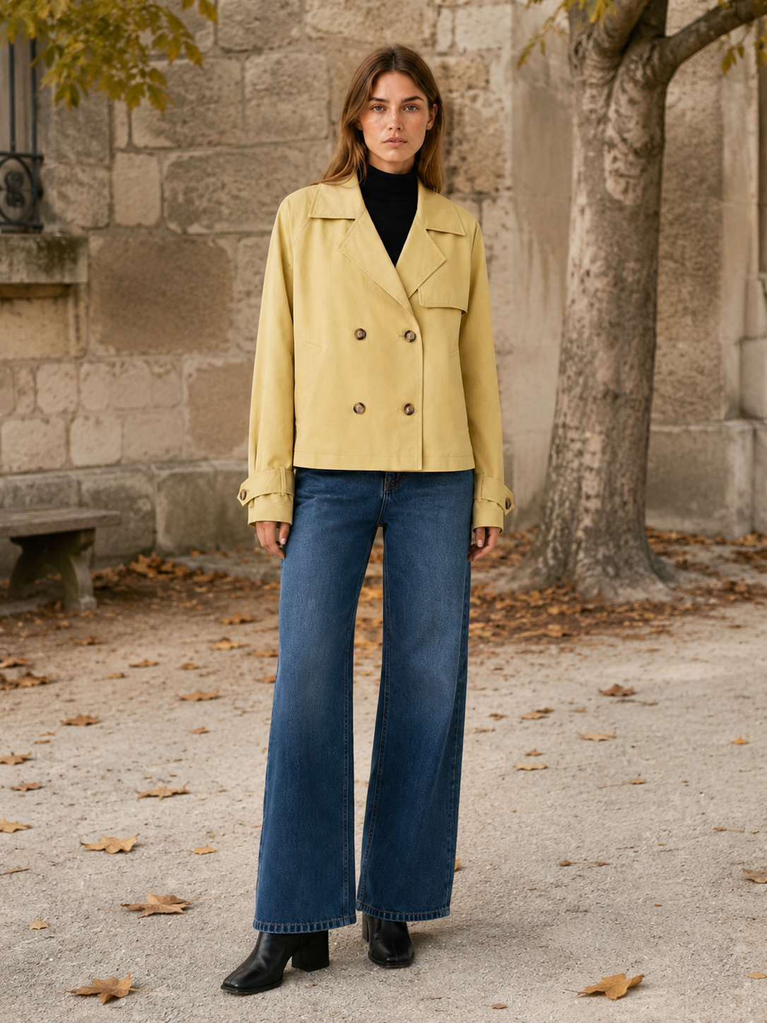 Nerissa | Short Trench Coat with Double-Breasted Front
