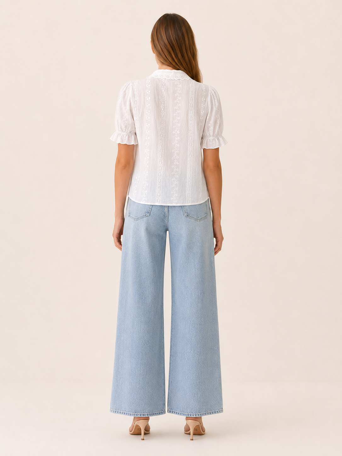 Nina | Lace Embroidery Blouse with Collared Neck