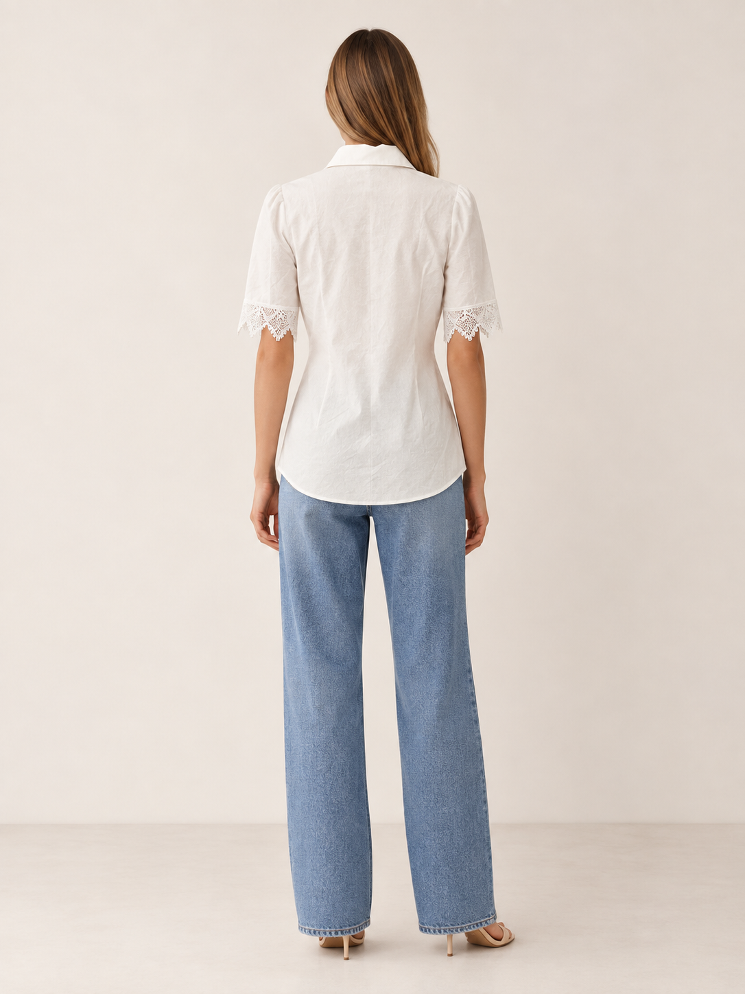 Nina | Lace Embroidery Blouse with Collared Neck