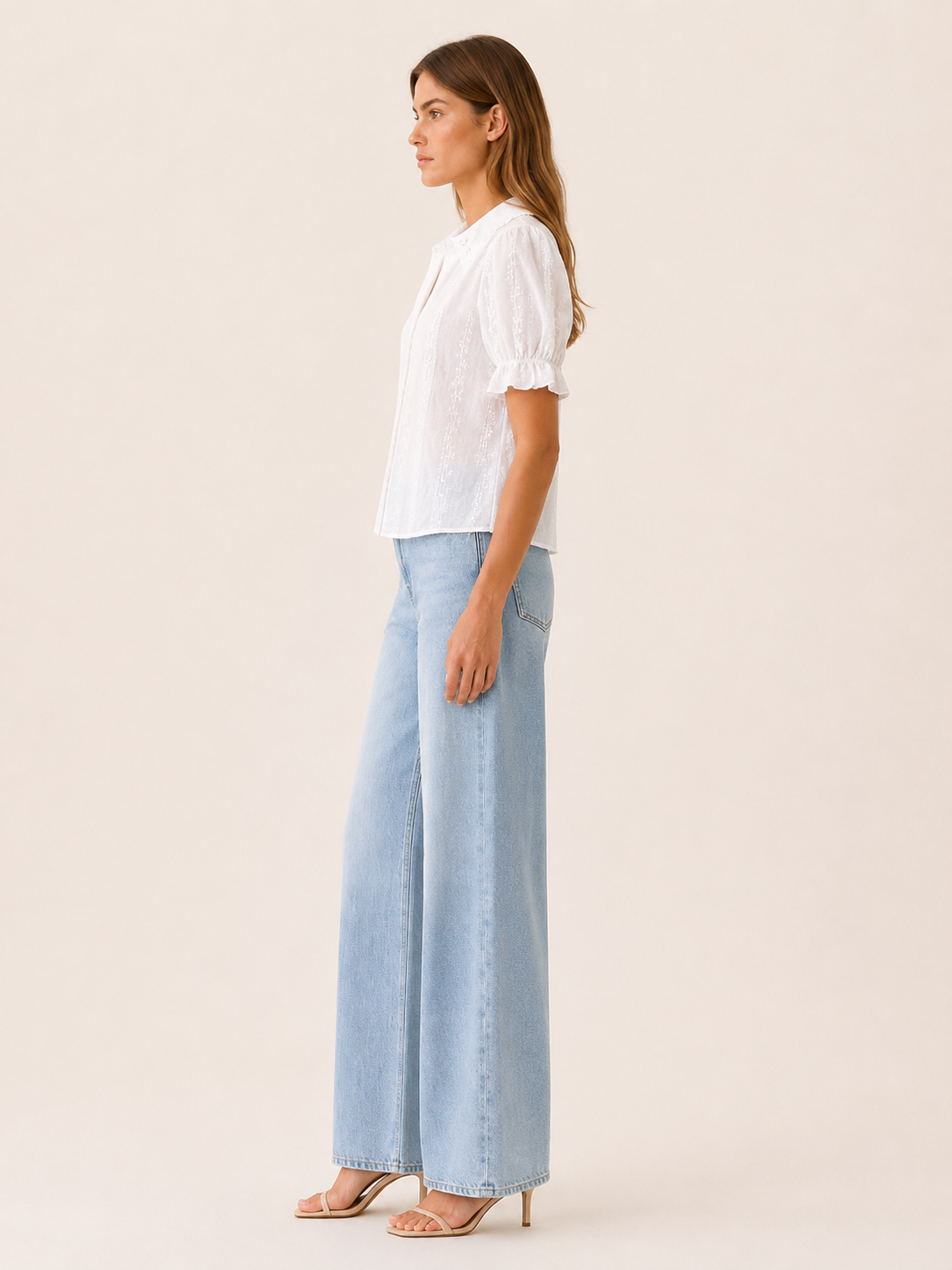 Nina | Lace Embroidery Blouse with Collared Neck