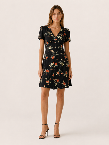 Nisha | Floral Mini Dress with Button Front