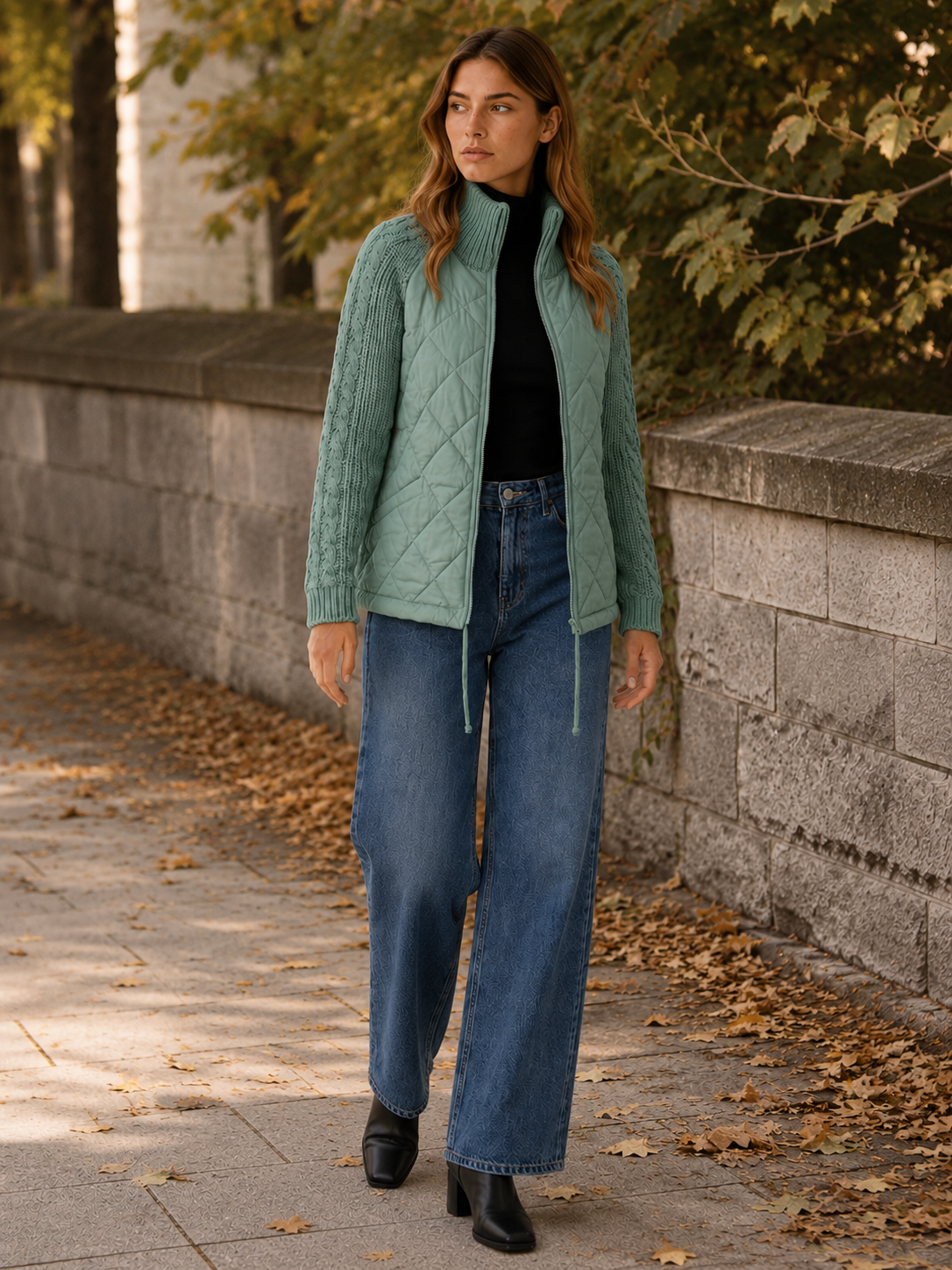 Norcetta | Women's Cropped Puffer Jacket with Quilted Front