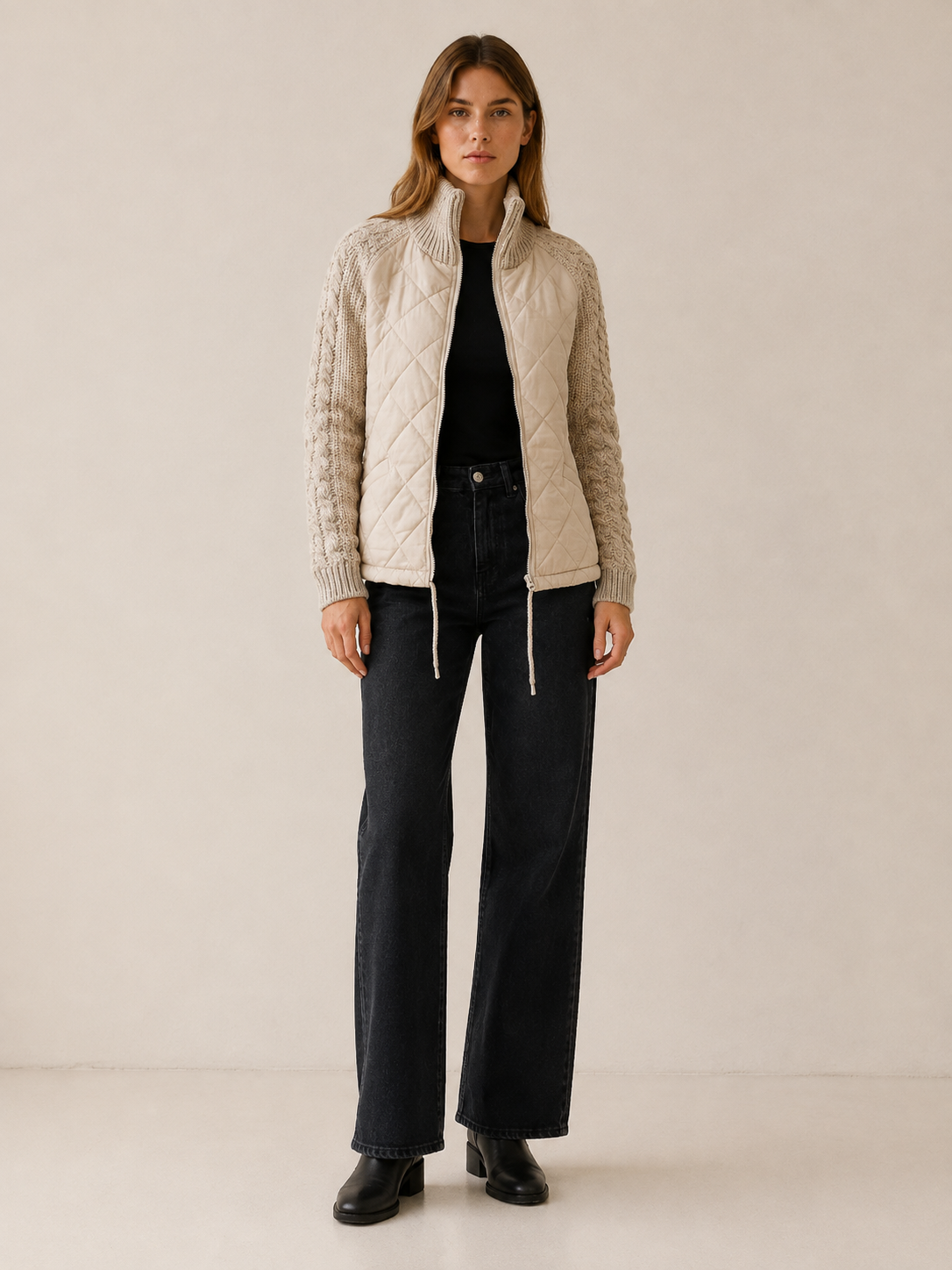 Norcetta | Women's Cropped Puffer Jacket with Quilted Front