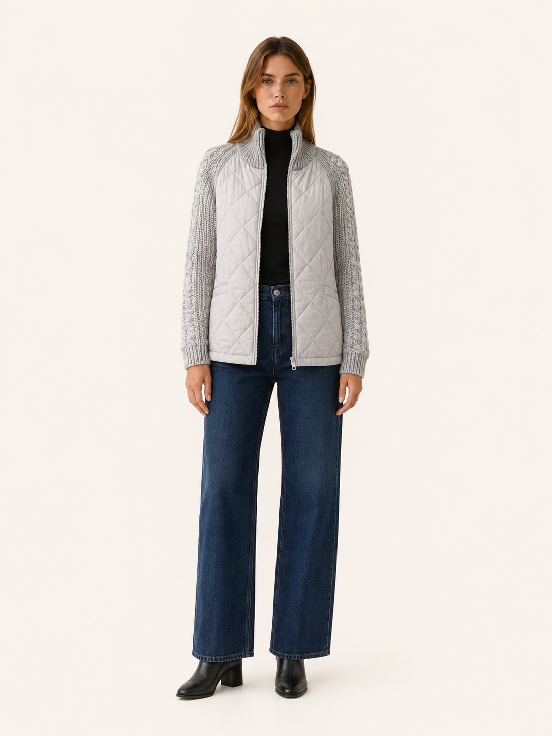 Norcetta | Women's Cropped Puffer Jacket with Quilted Front