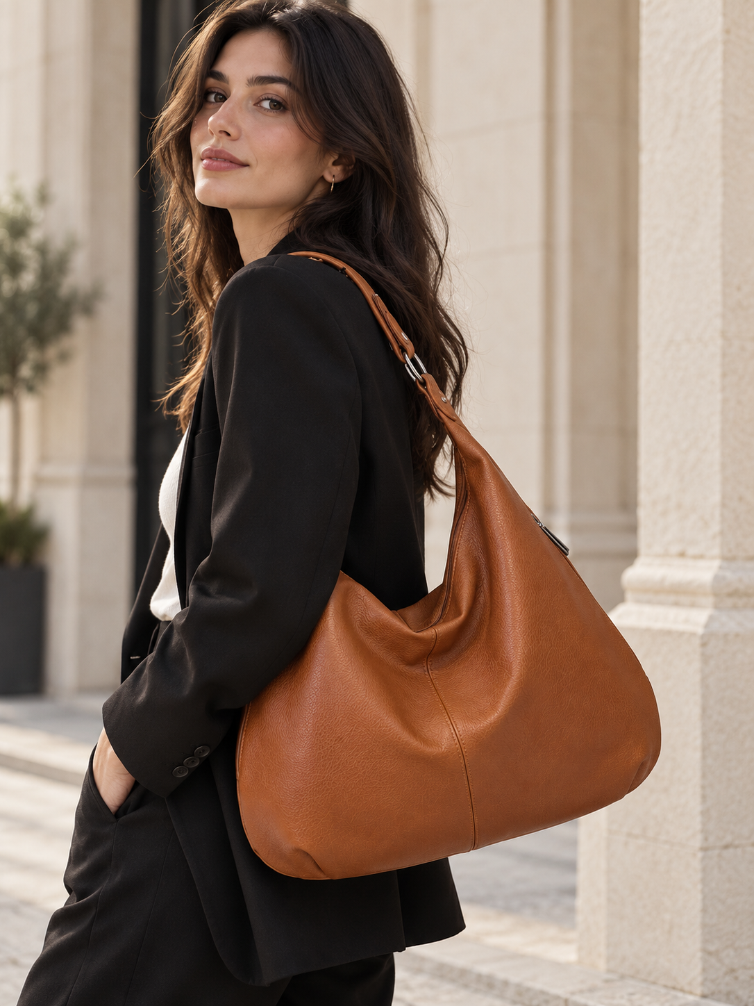 Oaklynn | Women's Large Faux Leather Hobo Bag Fall
