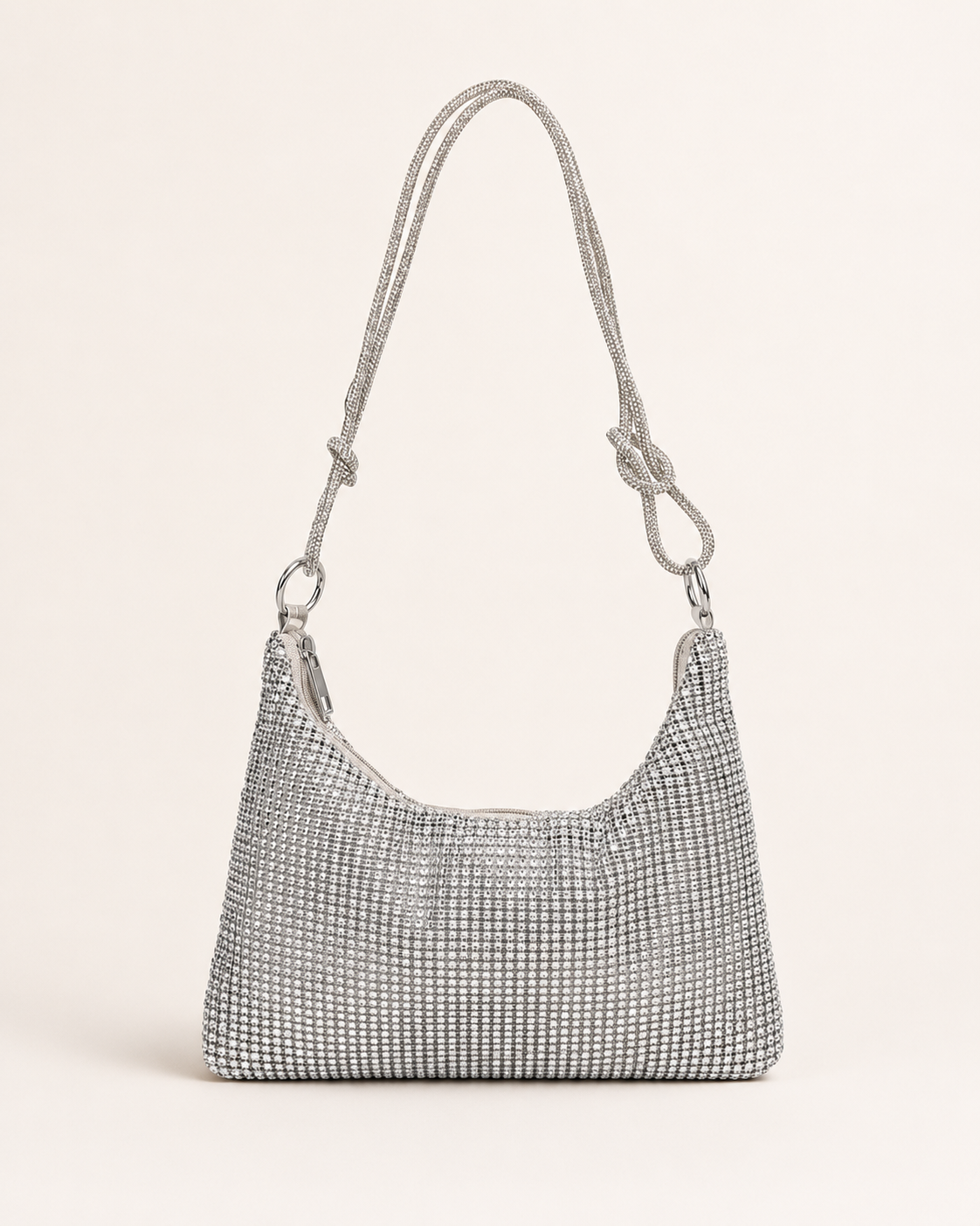 Olivra | Rhinestone Shoulder Bag with Chain Strap