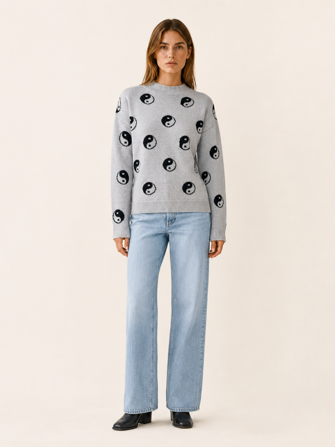 Olythra | Crew Neck Sweater with Celestial Pattern
