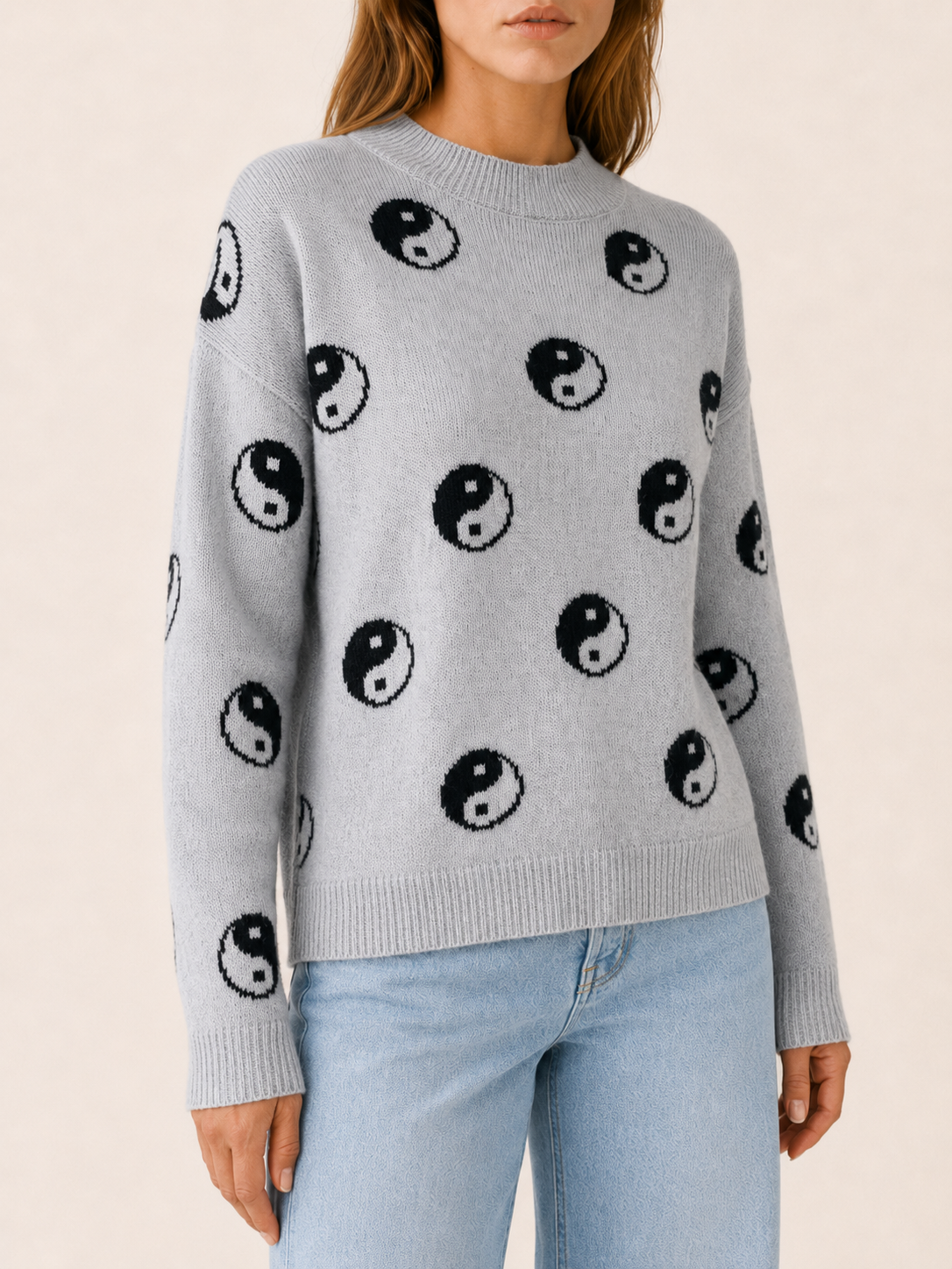Olythra | Crew Neck Sweater with Celestial Pattern