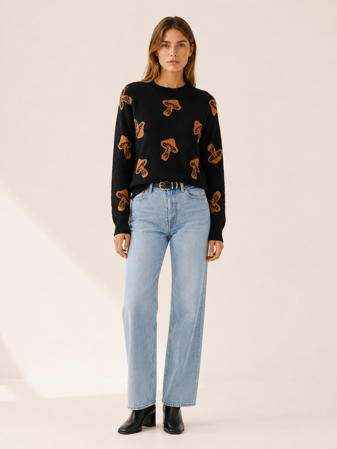 Olythra | Crew Neck Sweater with Celestial Pattern