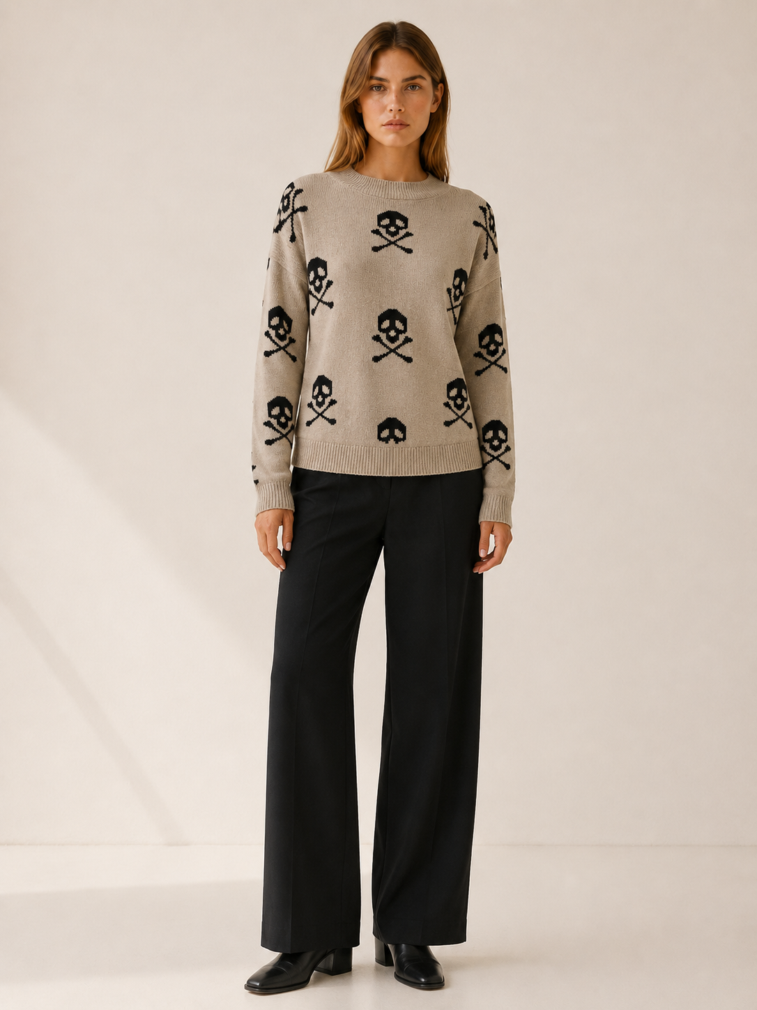 Olythra | Crew Neck Sweater with Celestial Pattern