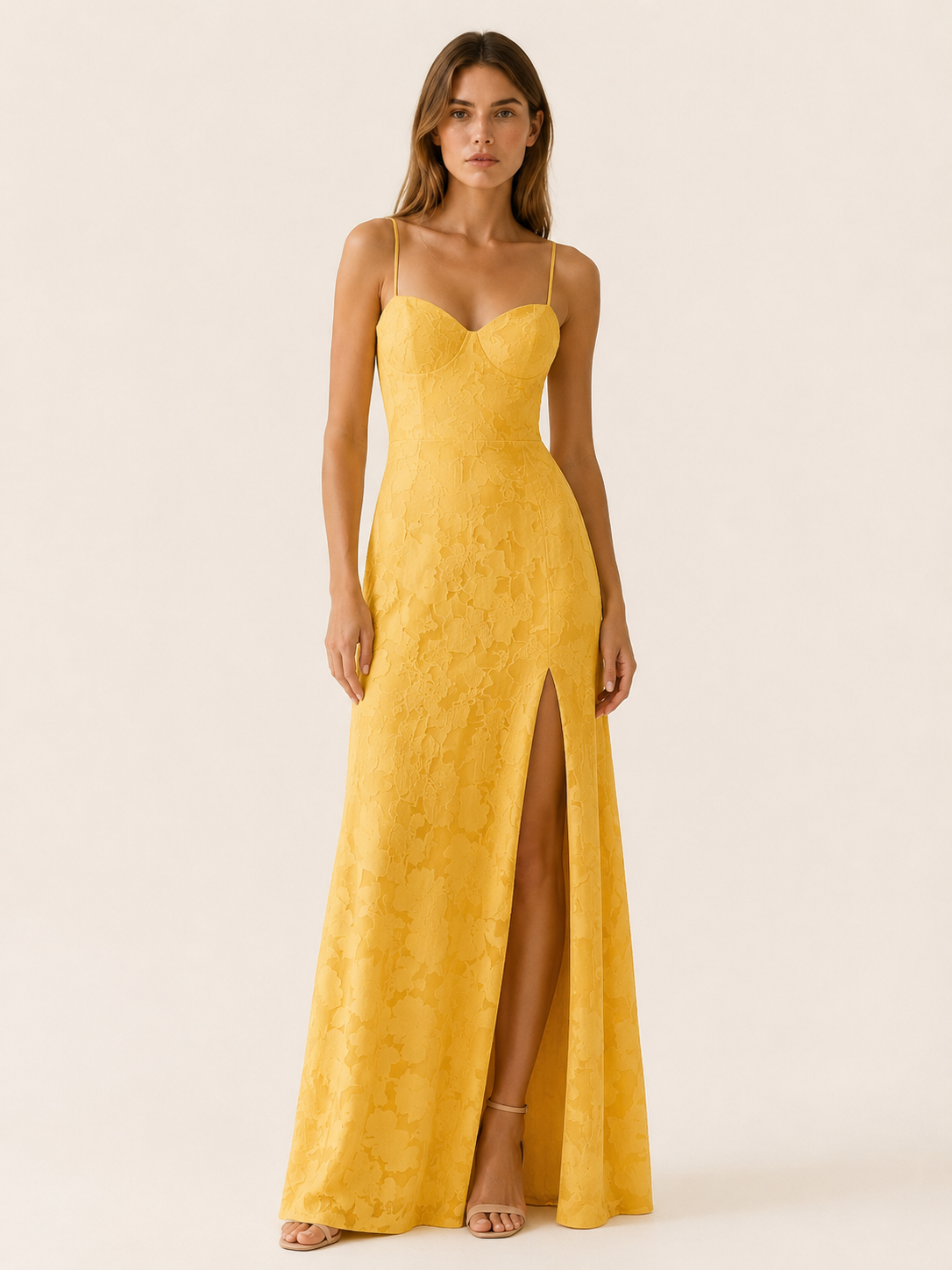 Ondine | Floral Lace Maxi Dress with Side Slit