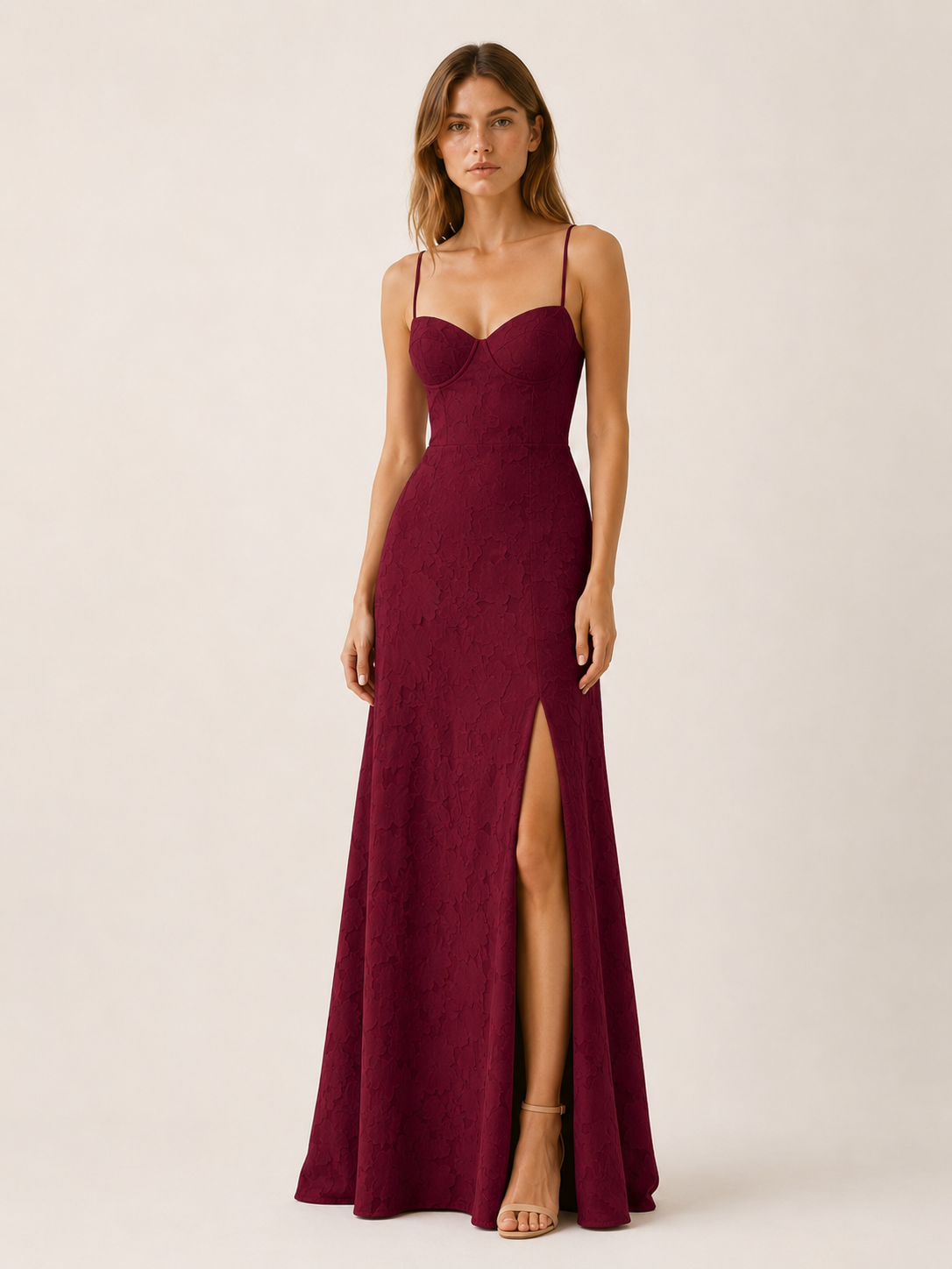 Ondine | Floral Lace Maxi Dress with Side Slit