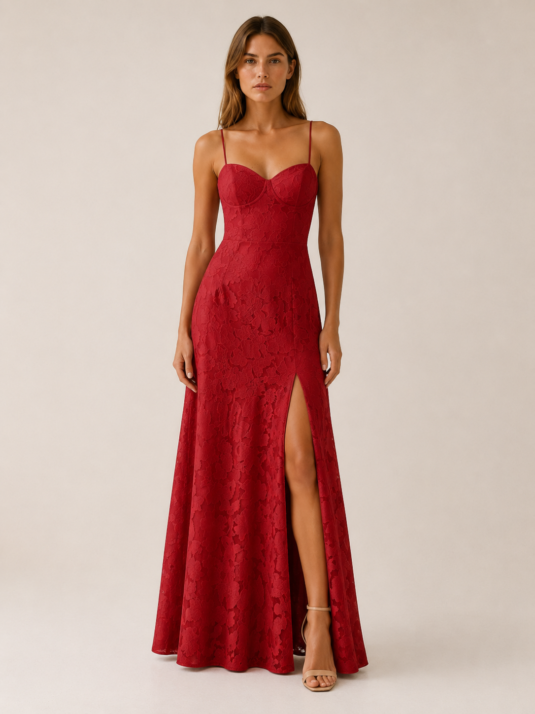 Ondine | Floral Lace Maxi Dress with Side Slit