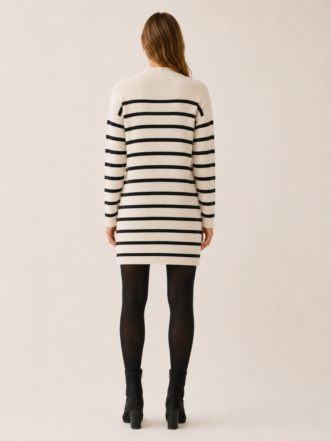 Ondine | Sweater Dress with Mock Neck and Stripe Design