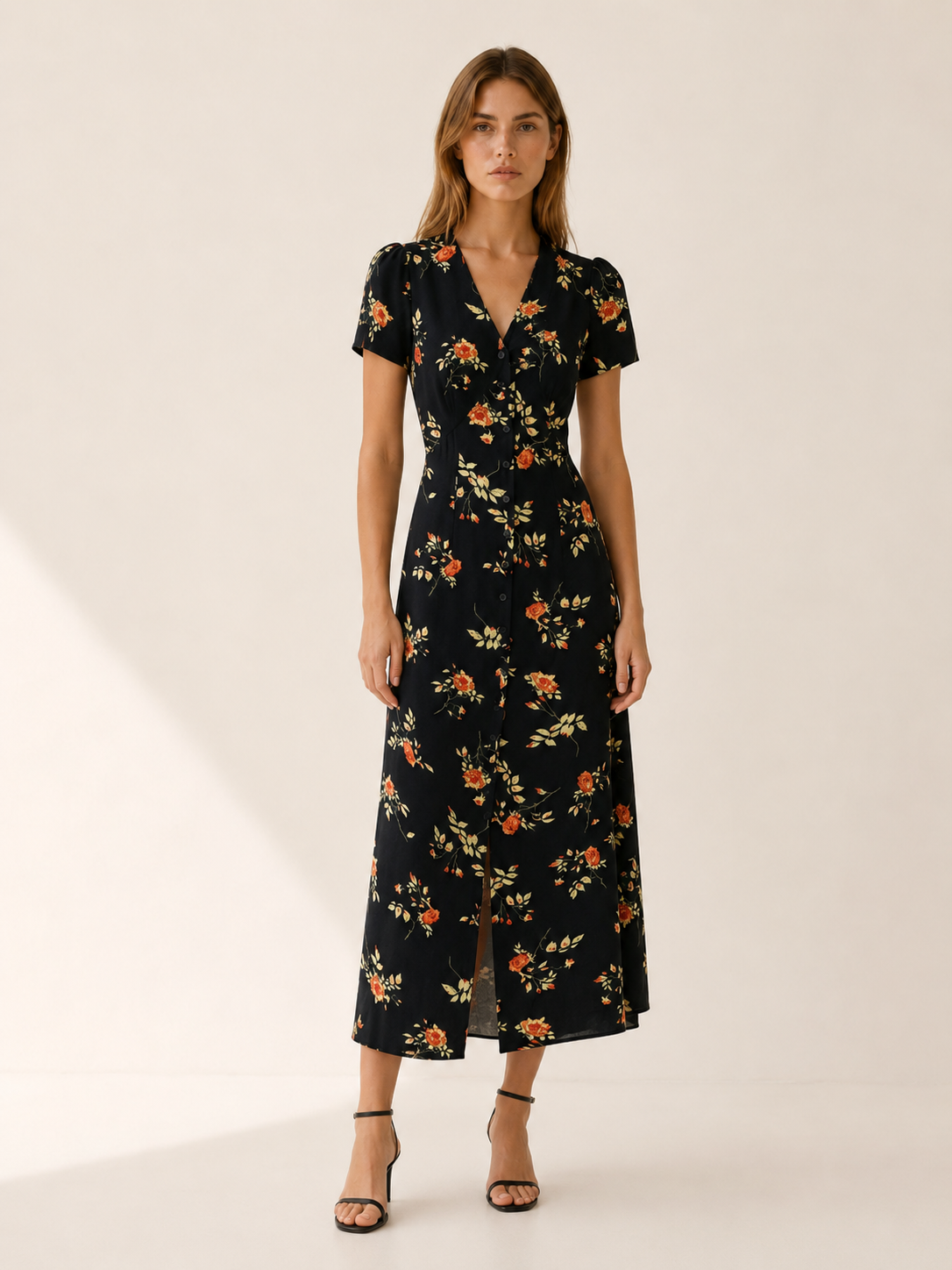 Oralie | Floral Maxi Dress with Button Front