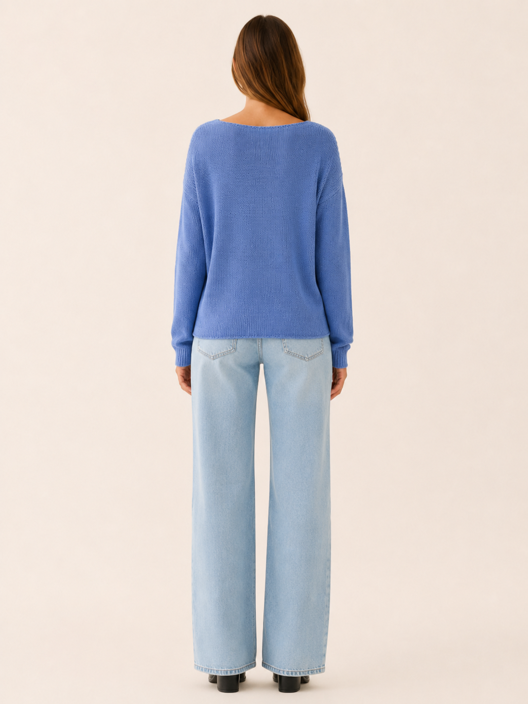 Orivessa | V Neck Sweater with Textured Panels and Relaxed Fit